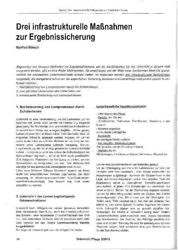 Vorschauseite 1: Drei infrastrukturelle Maßnahmen zur Ergebnissicherung