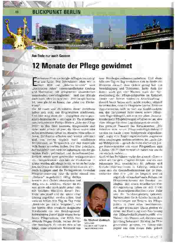 Vorschauseite 1: 12 Monate der Pflege gewidmet