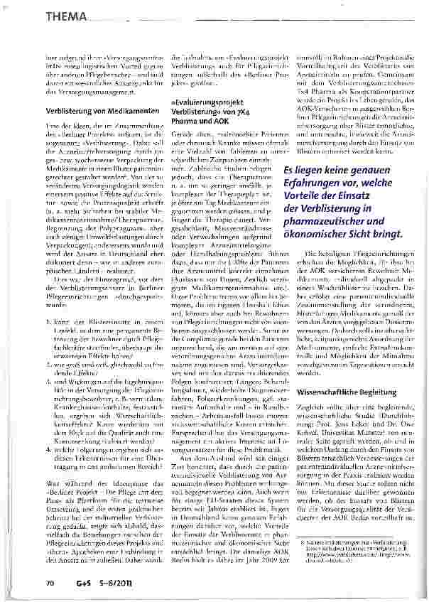 Vorschauseite 3: »Arzt an Bord« und »Verblisterung« in Pflegeeinrichtungen: Mehr Qualität und Wirtschaftlichkeit sind möglich
