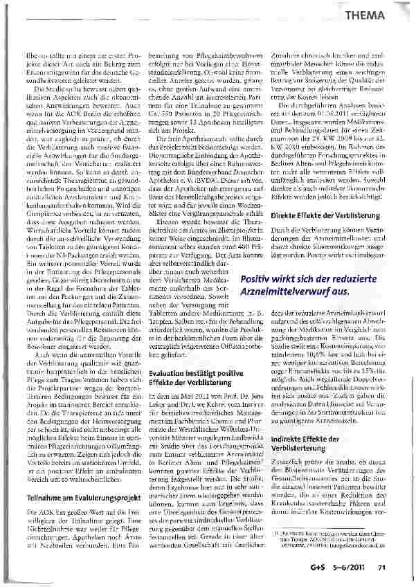 Vorschauseite 4: »Arzt an Bord« und »Verblisterung« in Pflegeeinrichtungen: Mehr Qualität und Wirtschaftlichkeit sind möglich