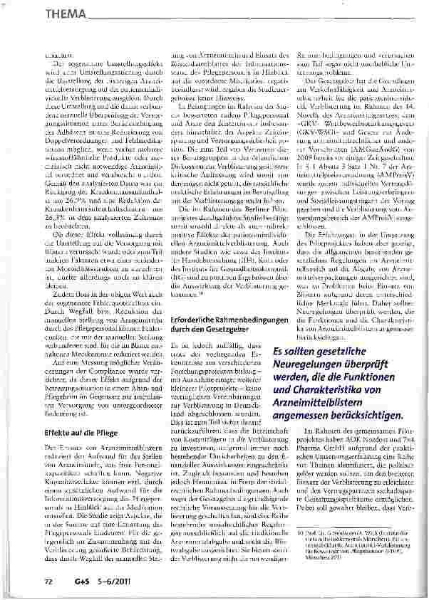 Vorschauseite 5: »Arzt an Bord« und »Verblisterung« in Pflegeeinrichtungen: Mehr Qualität und Wirtschaftlichkeit sind möglich