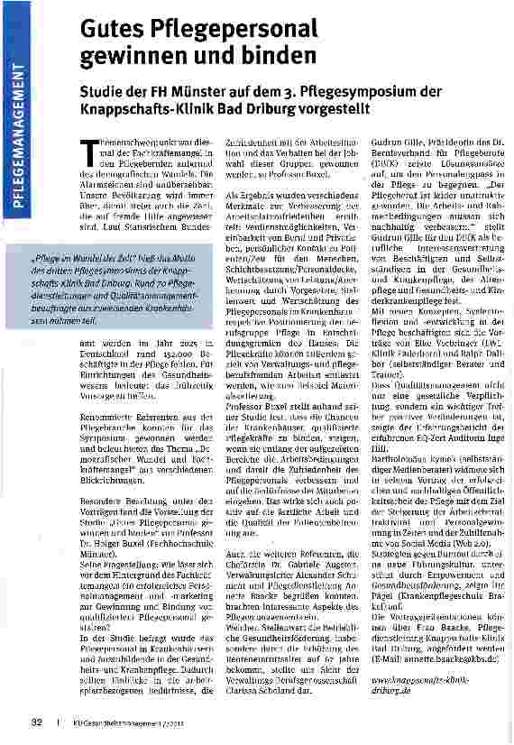 Vorschauseite 1: Gutes Pflegepersonal gewinnen und binden