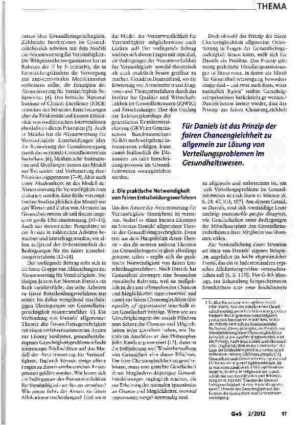 Vorschauseite 2: Faire Entscheidungsprozesse und Gerechtigkeit in der Gesundheitsversorgung:das Beispiel von Norman Daniels AccountablityforReasonableness
