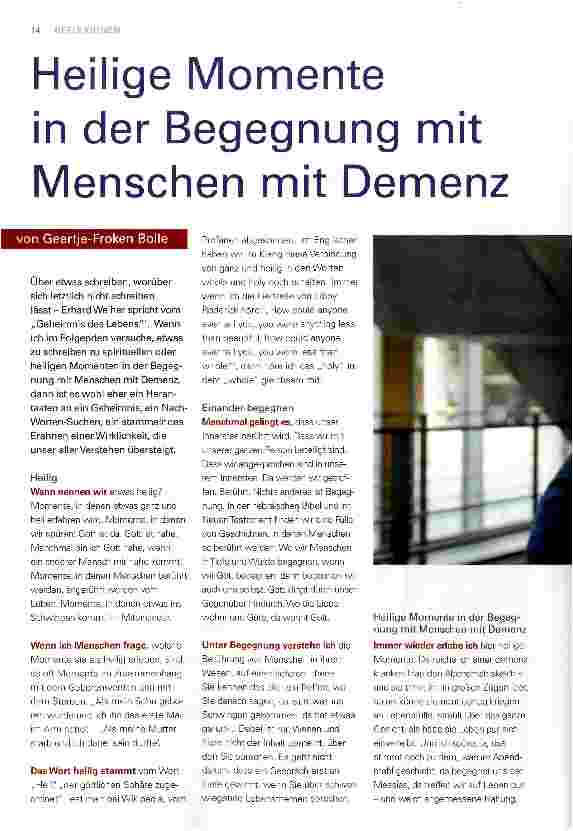 Vorschauseite 1: Heilige Momente in der Begegnung mit Menschen mit Demenz