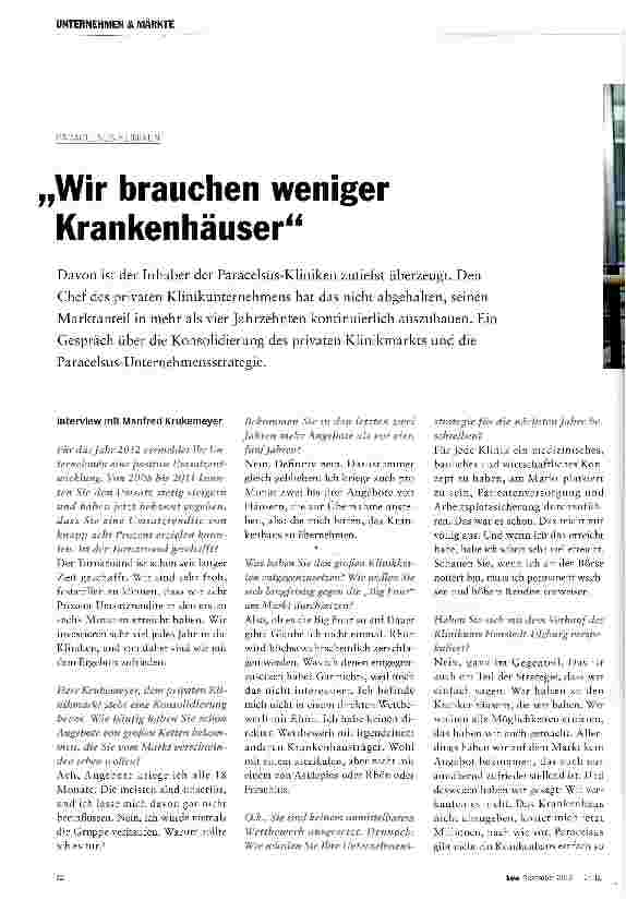 Vorschauseite 1: „Wir brauchen weniger Krankenhäuser