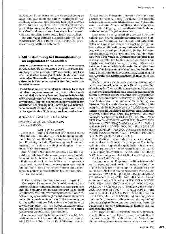 Vorschauseite 1: Mitbestimmung bei Baumaßnahmen an angemieteten Gebäuden
