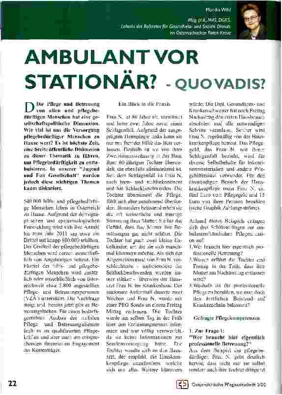 Vorschauseite 1: Ambulant vor Stationär? - Quo vadis?