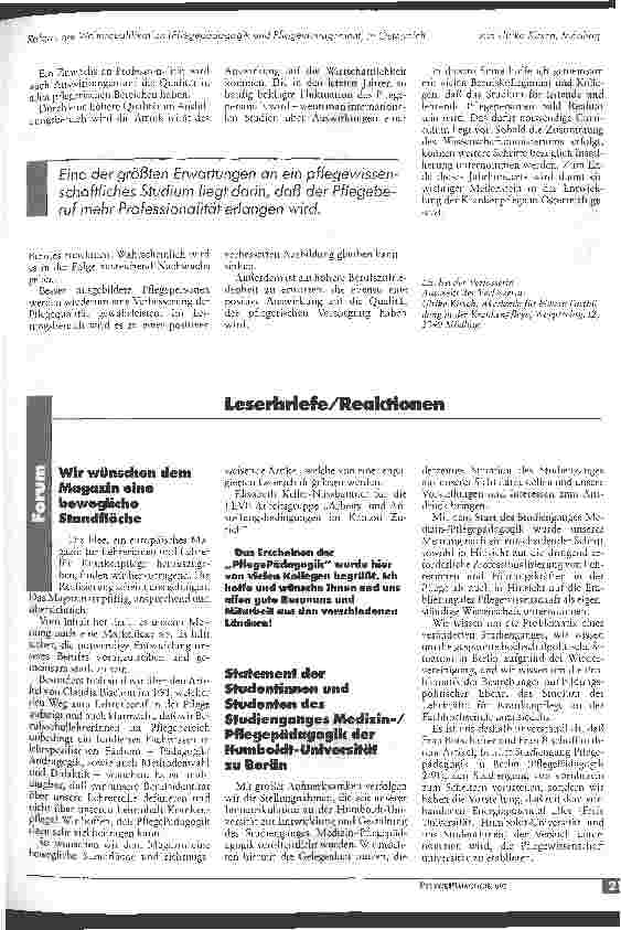 Vorschauseite 3: Reform der Weiterqualifikation (Pflegepädagogik und Pflegemanagment) in Österreich