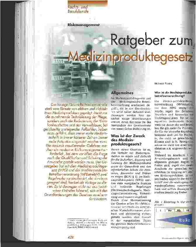 Vorschauseite 1: Ratgeber zum Medizinproduktegesetz
