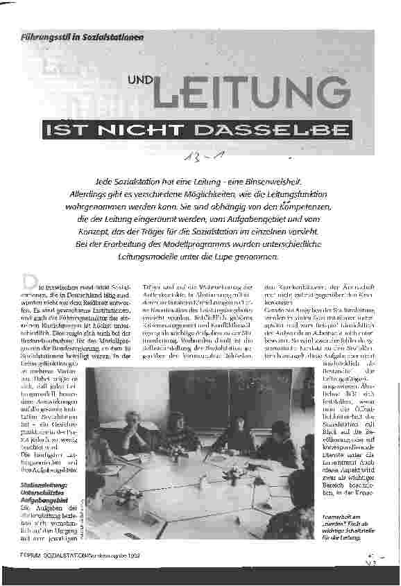 Vorschauseite 1: Leitung und Leitung ist nicht dasselbe Führungsstil in Sozialstationen