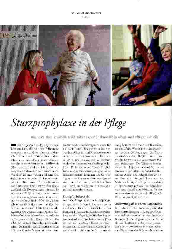 Vorschauseite 1: Sturzprophylaxe in der PflegeBachelor-Thesis: Sabine Traub führt Expertenstandard in Altenund Pflegeheim ein