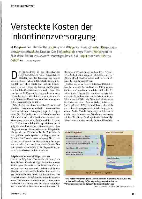 Vorschauseite 1: Versteckte Kosten der Inkontinenzversorgung