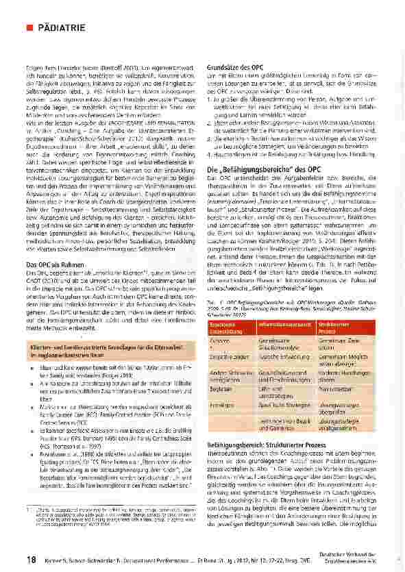 Vorschauseite 2: Occupational Performance Coaching (OPC) -Eine ergotherapeutische Intervention für die klientenzentrierte Elternarbeit