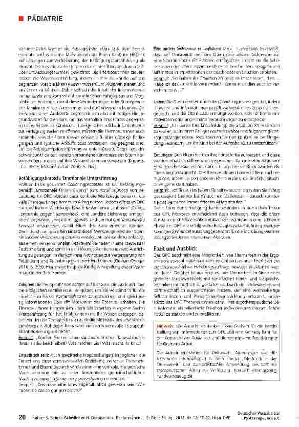 Vorschauseite 4: Occupational Performance Coaching (OPC) -Eine ergotherapeutische Intervention für die klientenzentrierte Elternarbeit