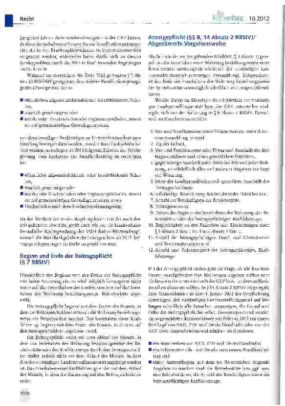 Vorschauseite 4: Neues GEZ-Beitragsrecht im Krankenhaus ab 2013