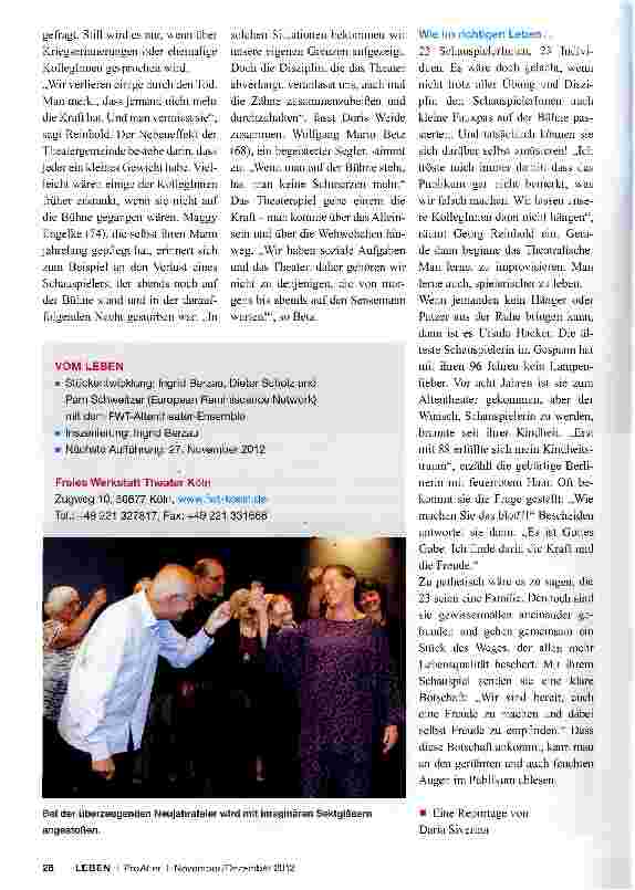 Vorschauseite 3: „Das Alter kann so schön sein! Manchmal Kölner Altentheater-Ensemble erzählt „Vom Leben