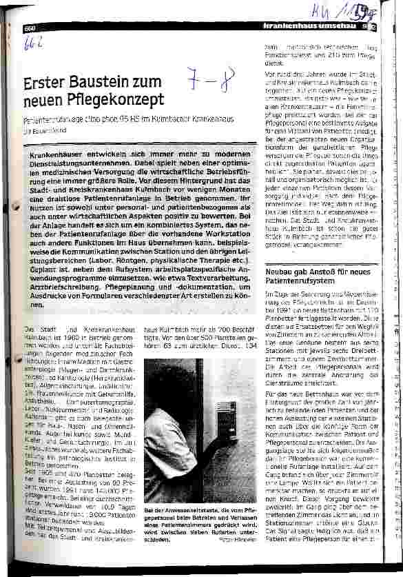 Vorschauseite 1: Erster Baustein zum neuen Pflegekonzept Patientenrufanlage clino phon im Kulmbacher Krankenhaus