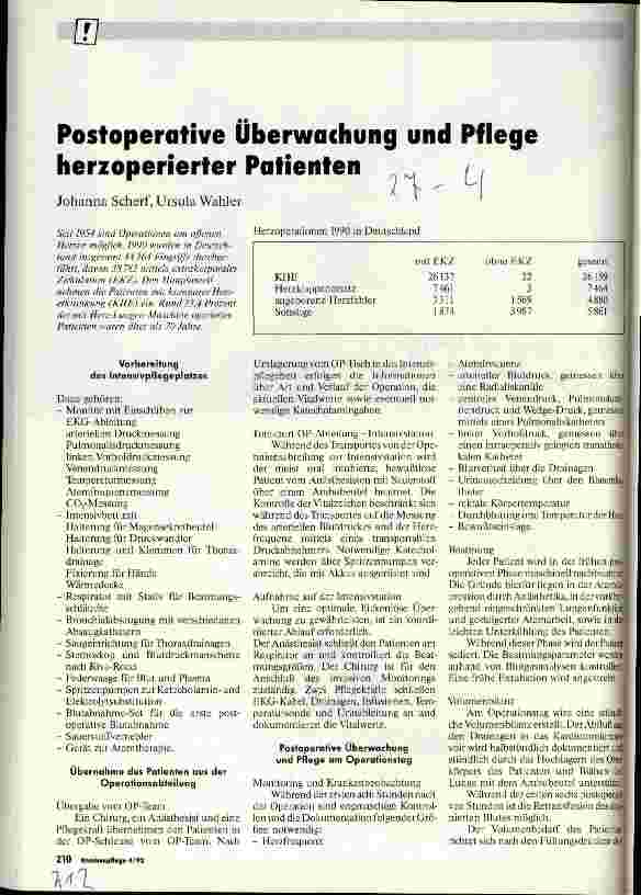 Vorschauseite 1: Postoperative Überwachung und Pflege herzoperierter Patienten