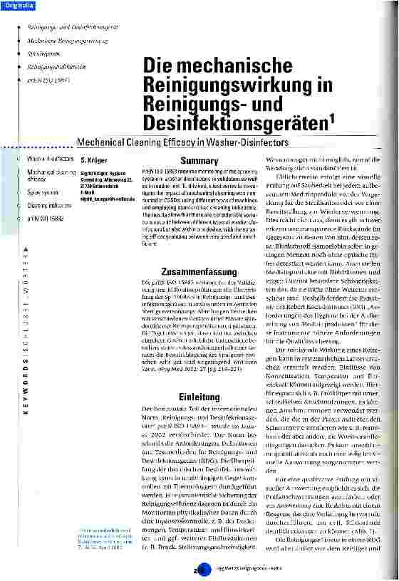 Vorschauseite 1: Die mechanische Reinigungswirkung in Reinigungsund Desinfektionsgeräten