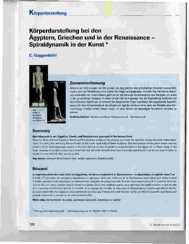 Vorschauseite 1: Körperdarstellung bei den Ägyptern, Griechen und in der RenaissanceSpiraldynamik in der Kunst