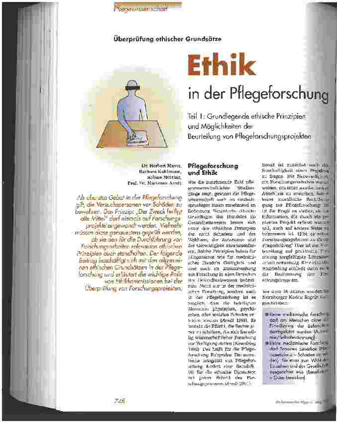 Vorschauseite 1: Ethik in der Pflegeforschung Teil 1