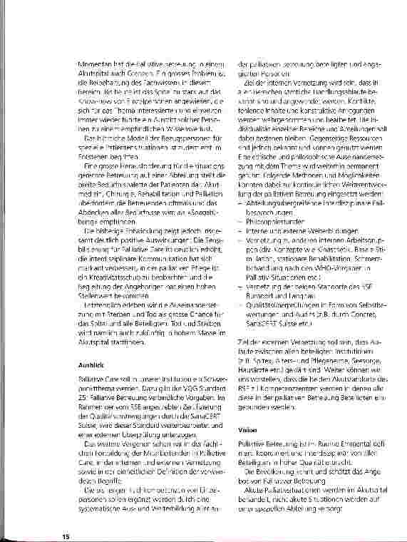 Vorschauseite 3: Palliative Care im Akutspital