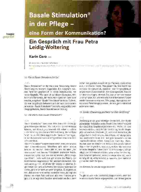 Vorschauseite 1: Ein Gespräch mit Frau Petra Leidig-Woltering