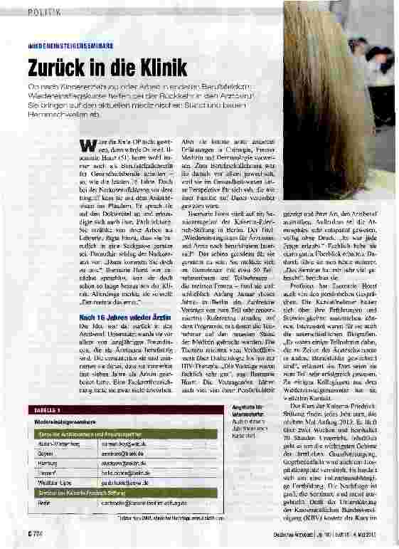 Vorschauseite 1: Zurück in die Klinik