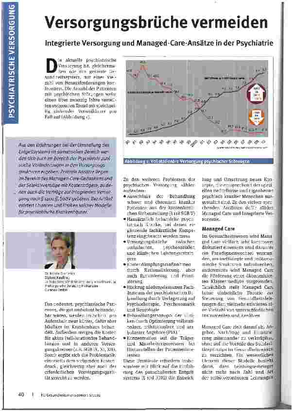 Vorschauseite 1: Versorgungsbrüche vermeidenIntegrierte Versorgung und Managed-Care-Ansätze in der Psychiatrie