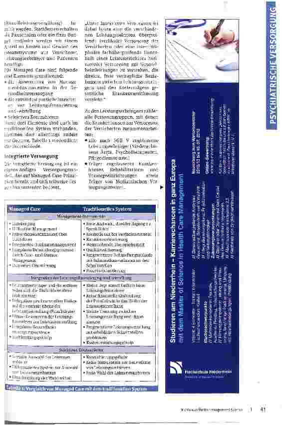 Vorschauseite 2: Versorgungsbrüche vermeidenIntegrierte Versorgung und Managed-Care-Ansätze in der Psychiatrie