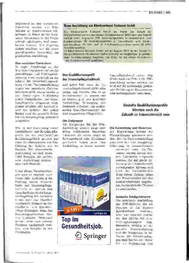 Vorschauseite 2: Intensivschwester in drei Jahren