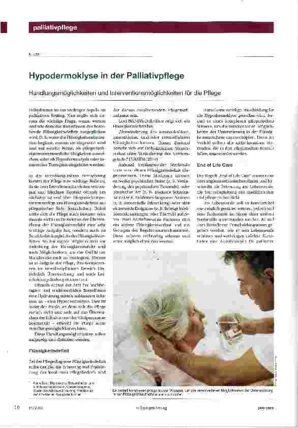 Vorschauseite 1: Hypodermoklyse in der Palliativpflege