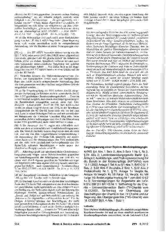 Vorschauseite 5: Eingruppierung eines Klinischen Chemikers