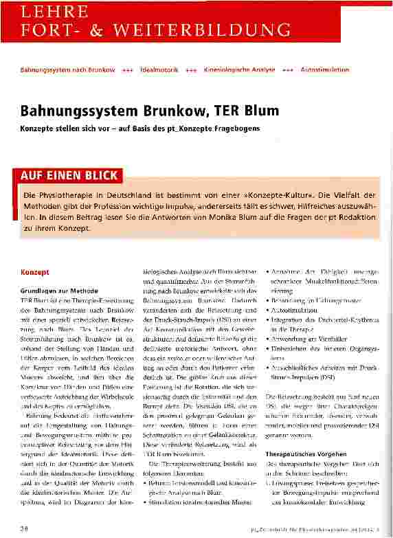 Vorschauseite 1: Bahnungssystem Brunkow, TER Blum