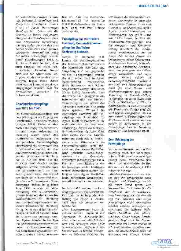 Vorschauseite 2: Zur Geschichte der ambulanten Pflege innerhalb des DBfKPrivatpflege, Gemeindekrankenpflege und Freiberuflichkeit