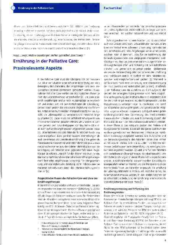 Vorschauseite 1: Ernährung in der Palliative Care: Praxisrelevante Aspekte