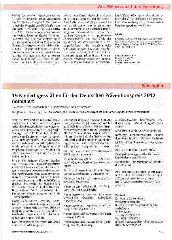 Vorschauseite 2: Sepsis beim pädiatrischen Intensivpatienten