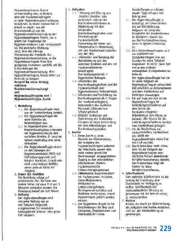 Vorschauseite 3: Aufgaben des Hygienebeauftragten Arztes