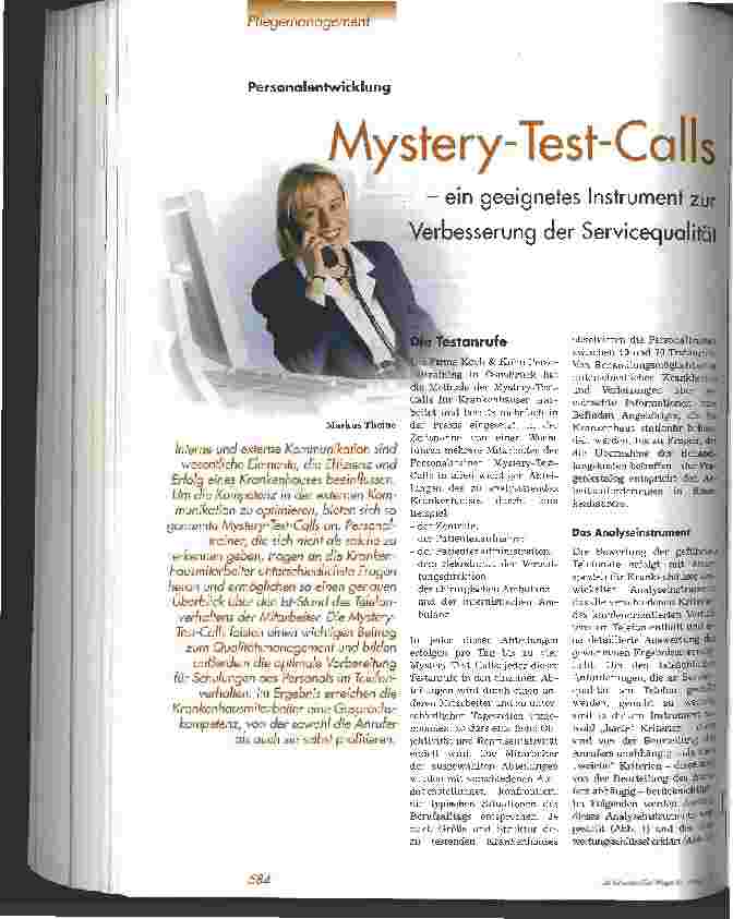 Vorschauseite 1: Mystery-Test-Calls - ein geeignetes Instrument zur Verbesserung der Servicequalität