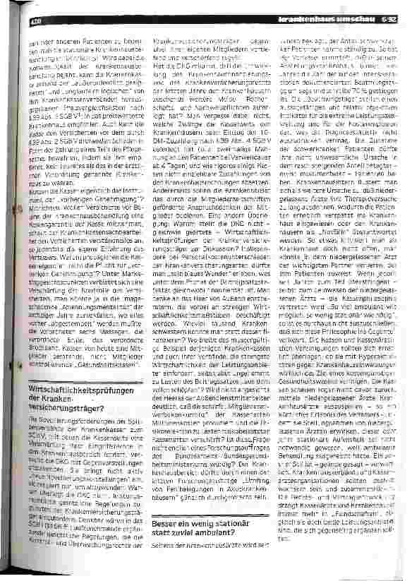 Vorschauseite 2: Kassen gegen Patientenzahlzuwachs als Kostenfaktor Nr. 1 Warum kehren sie nicht vor ihrer eigenen Tür?
