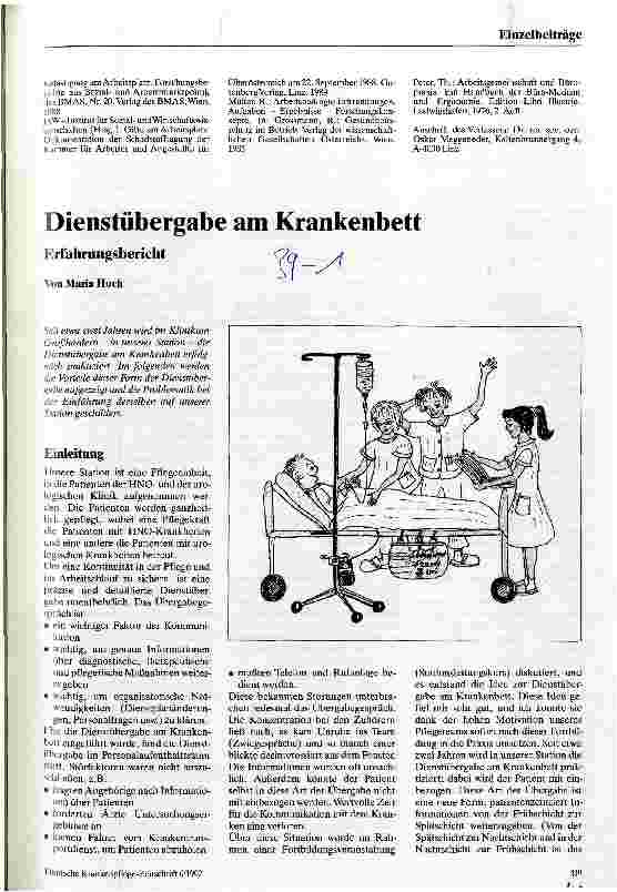 Vorschauseite 1: Dienstübergabe am Krankenbett Erfahrungsbericht
