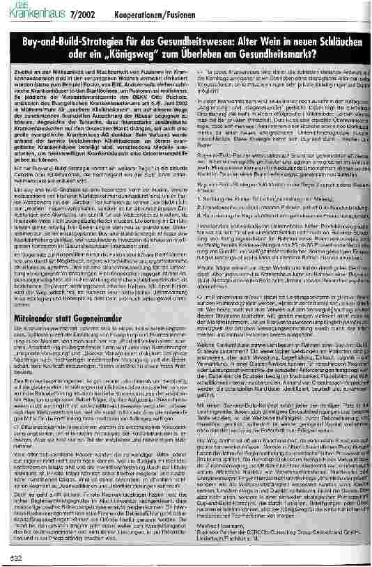 Vorschauseite 2: Zur Theorie und Praxis der Kooperationen und Fusionen im Krankenhausbereich
