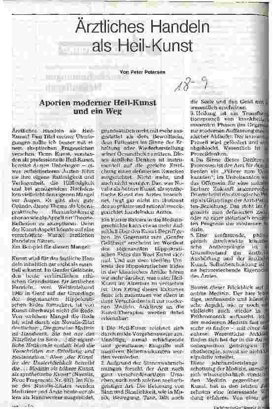 Vorschauseite 1: Ärztliches Handeln als Heil-Kunst