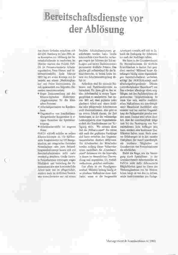 Vorschauseite 1: Bereitschaftsdienste vor der Ablösung