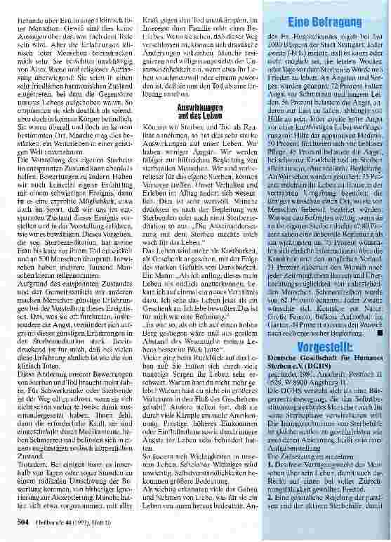 Vorschauseite 3: Wie können wir angstfrei mit Sterben und Tod umgehen