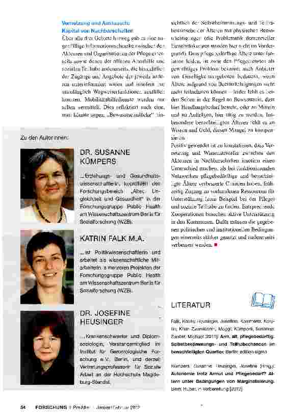 Vorschauseite 5: Autonomieerhalt trotz Armut und Pflegebedarf?