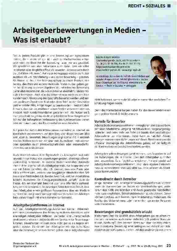 Vorschauseite 1: Arbeitgeberbewertungen in Medien -Was ist erlaubt?