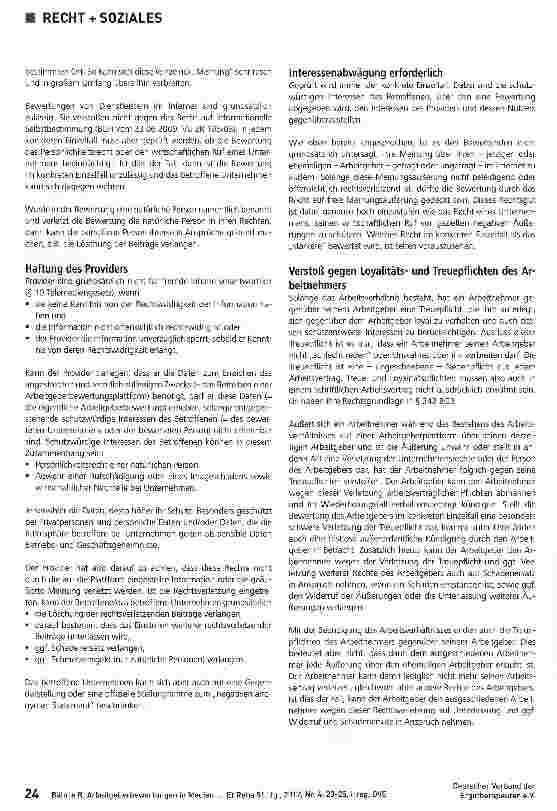 Vorschauseite 2: Arbeitgeberbewertungen in Medien -Was ist erlaubt?