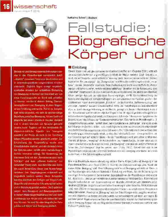 Vorschauseite 1: Fallstudie: Biografische Perspektive auf Körper und Bewegung