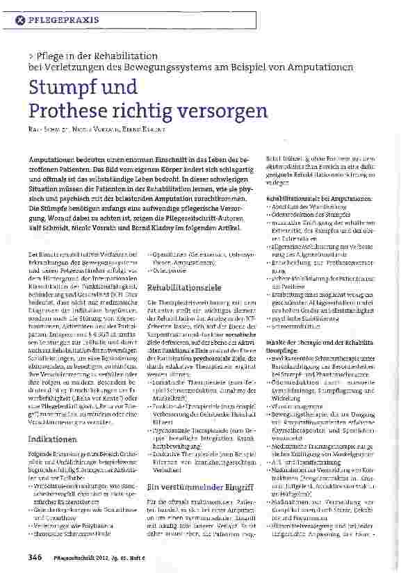 Vorschauseite 1: Stumpf undProthese richtig versorgen
